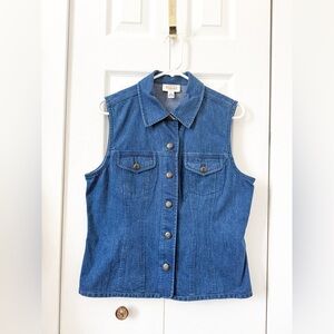 Vintage Talbots Denim Sleeveless Button-Up Top